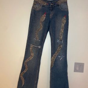 Snake print jeans